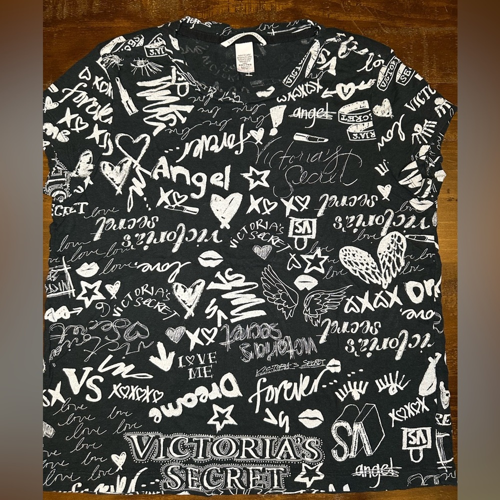 Victoria's Secret Black and White Short Sleeve Tee Size S